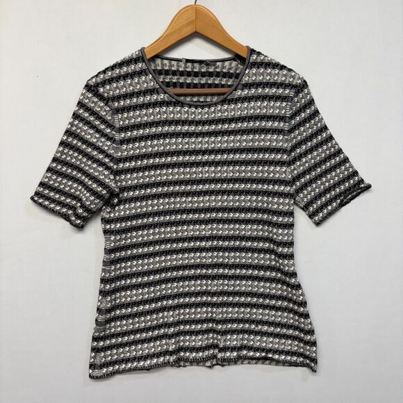 MM. Lafleur Women Short Sleeve Blouse Knit Top Shirt Size Large Cotton D049 -30 - Picture 12 of 13